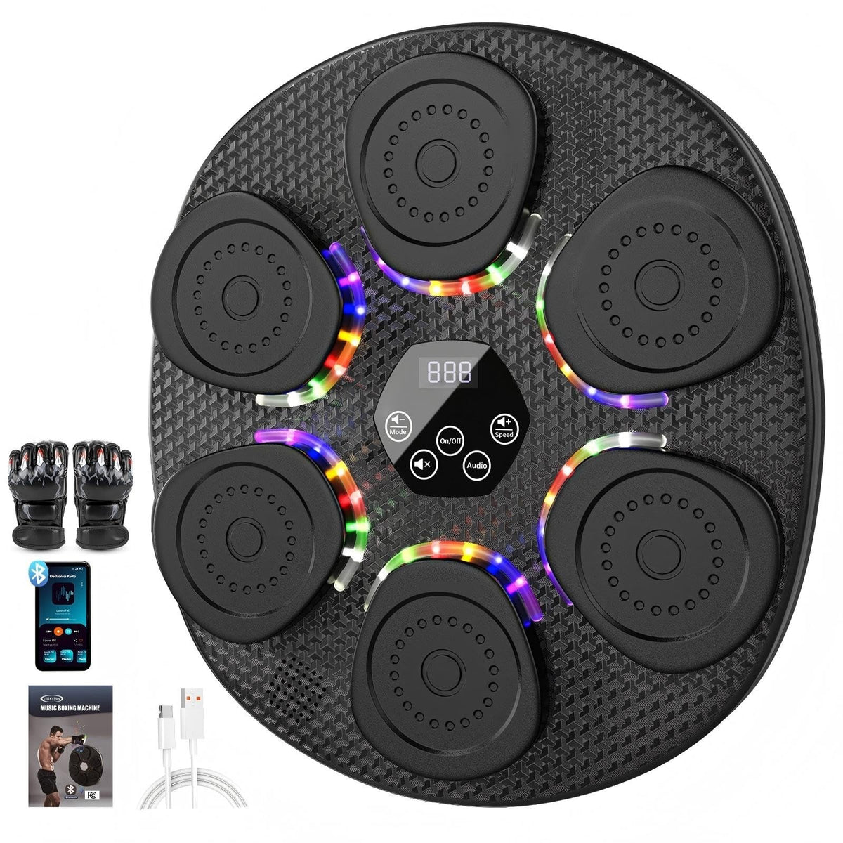Music Boxing Machine for Adults & Kids - 9 Modes, 6 Speeds, LED Display