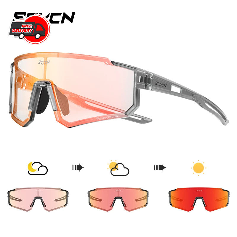 Photochromic Cycling Sunglasses UV400 Men Women UV Protection Bike Glasses
