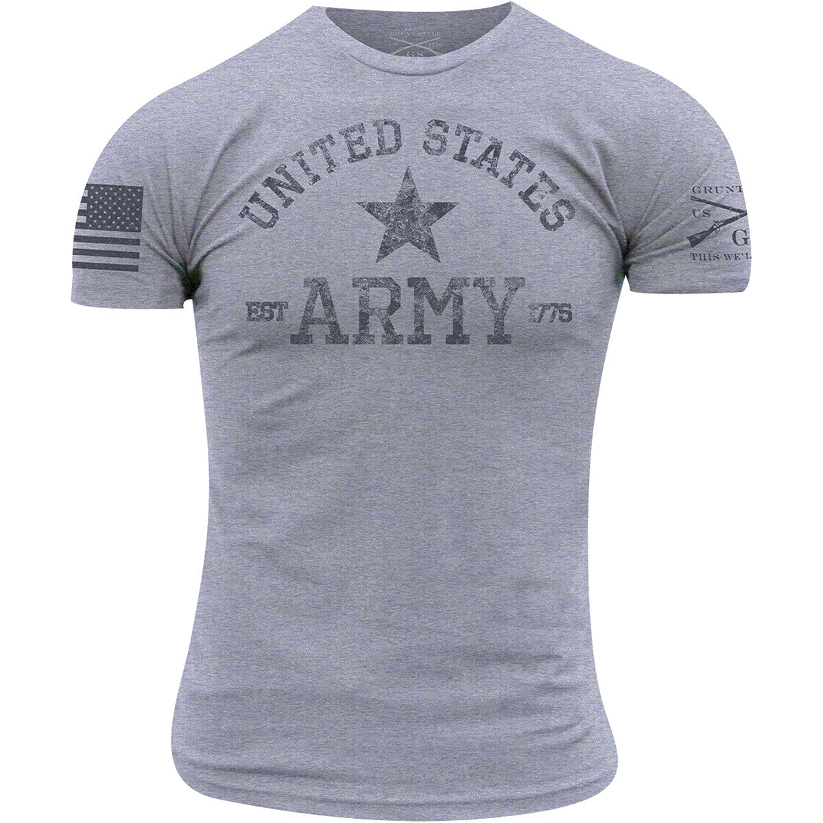 Army T-Shirt for Men Heather Gray 1775 Est. Military Casual Tee