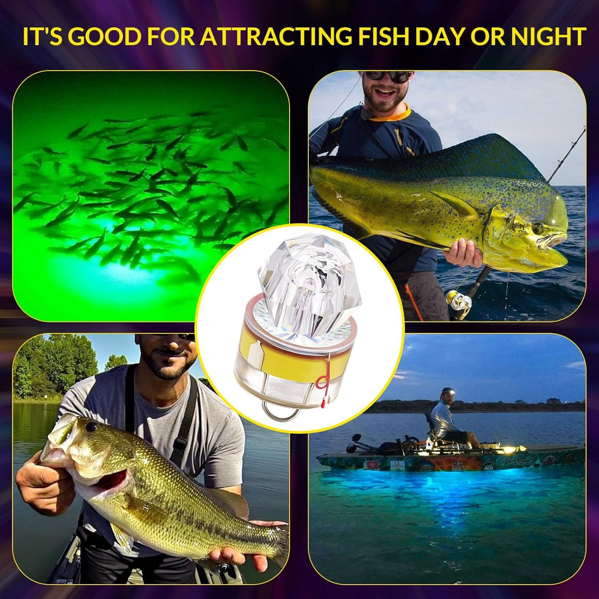 6PCS LED Deep Drop Underwater Fish Lures Water-Activated Flashing Lights