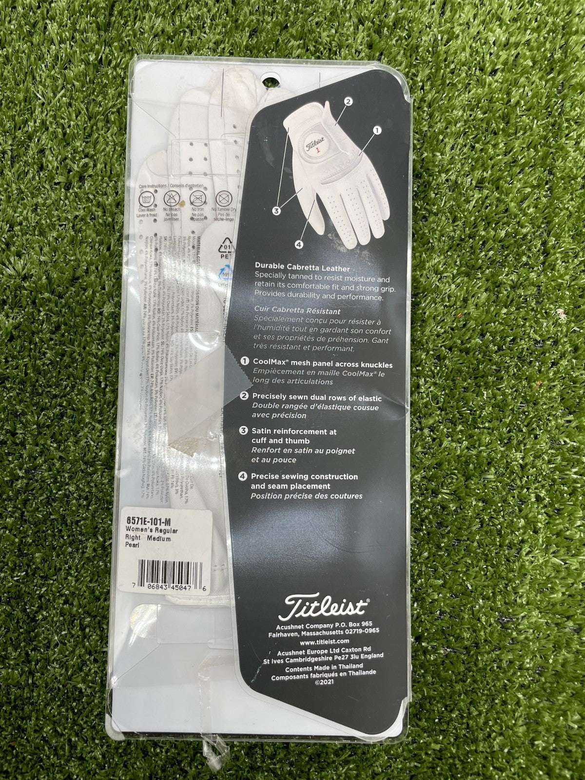 Women's Golf Glove Right Hand Pearl Leather Medium for Golfing - Perma-Soft