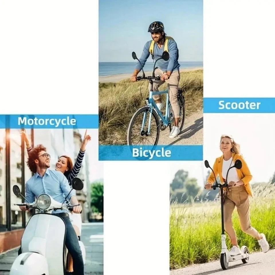 Bike Handlebar Mirror 2 Pack - Adjustable Rotatable Wide Angle Rear View