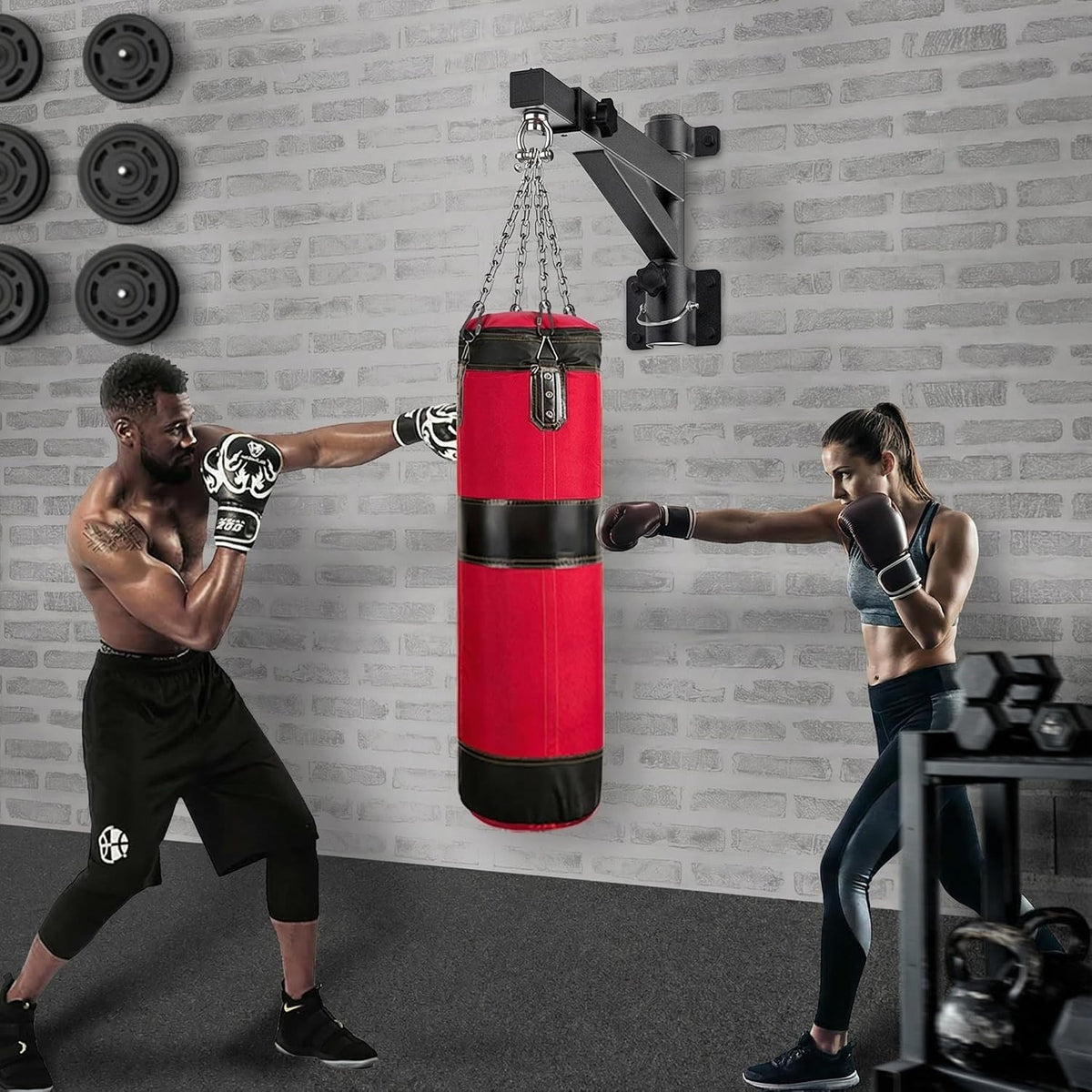 Heavy Duty Wall Mount Punching Bag Bracket with Adjustable & Rotatable Design for Home Gym