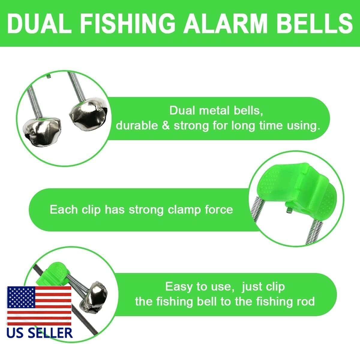 Plastic Fishing Bell Clips with Dual Alert for Rods - 25 or 50 Pieces