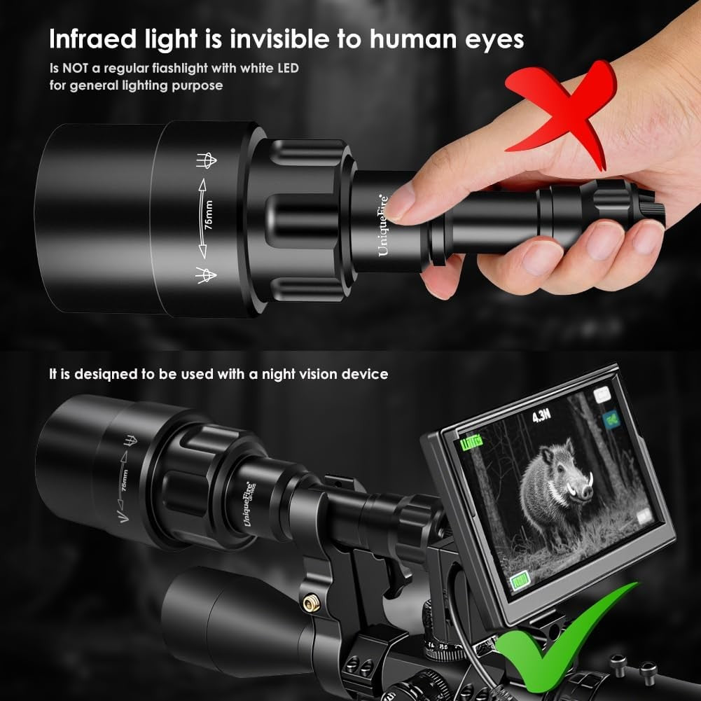 Infrared Flashlight T50/T67 IR Illuminator Dimmable Zoomable Night Vision