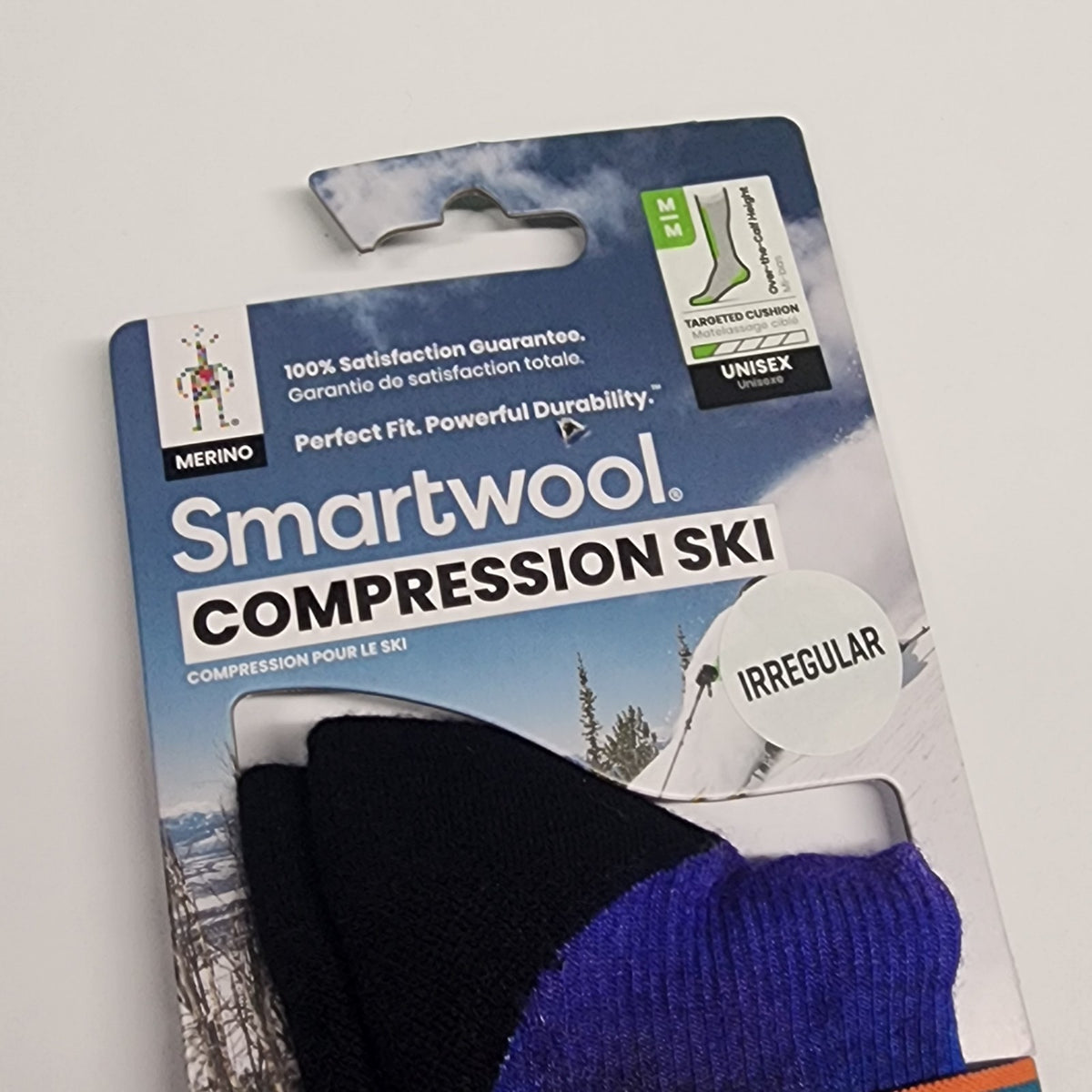 Merino Wool Ski Socks with Targeted Compression - Over The Calf, Forest Graphic, Medium