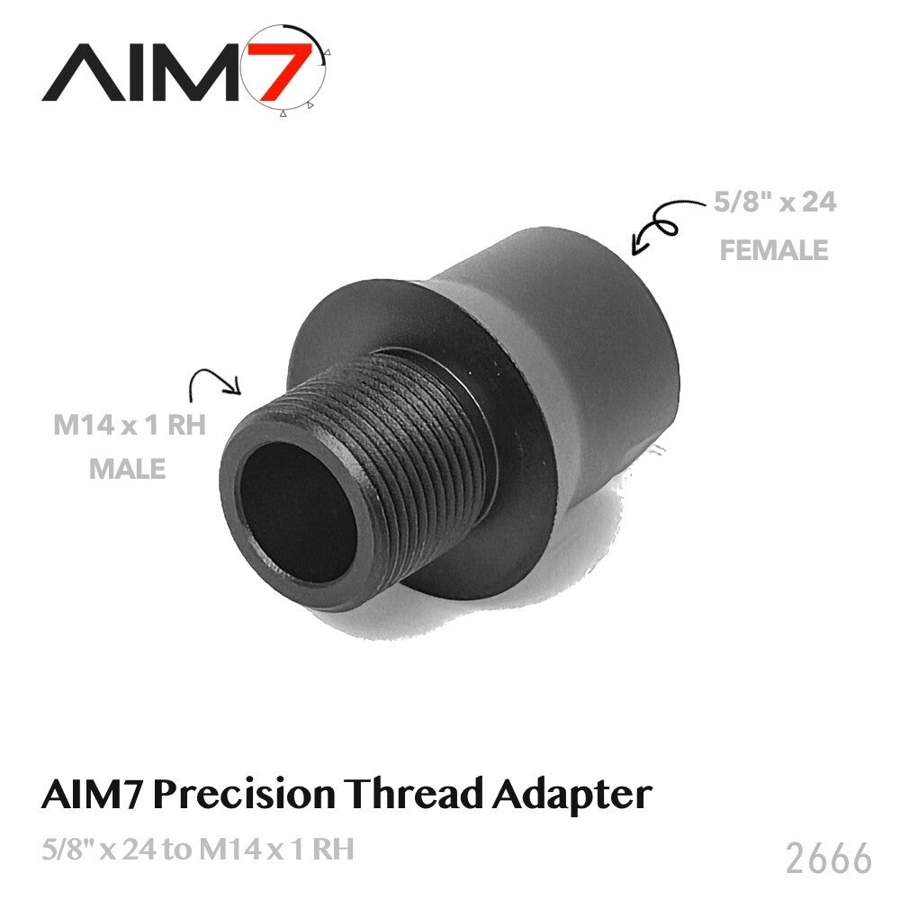 5/8-Inch Female to M14x1 RH Thread Adapter Aluminum Black