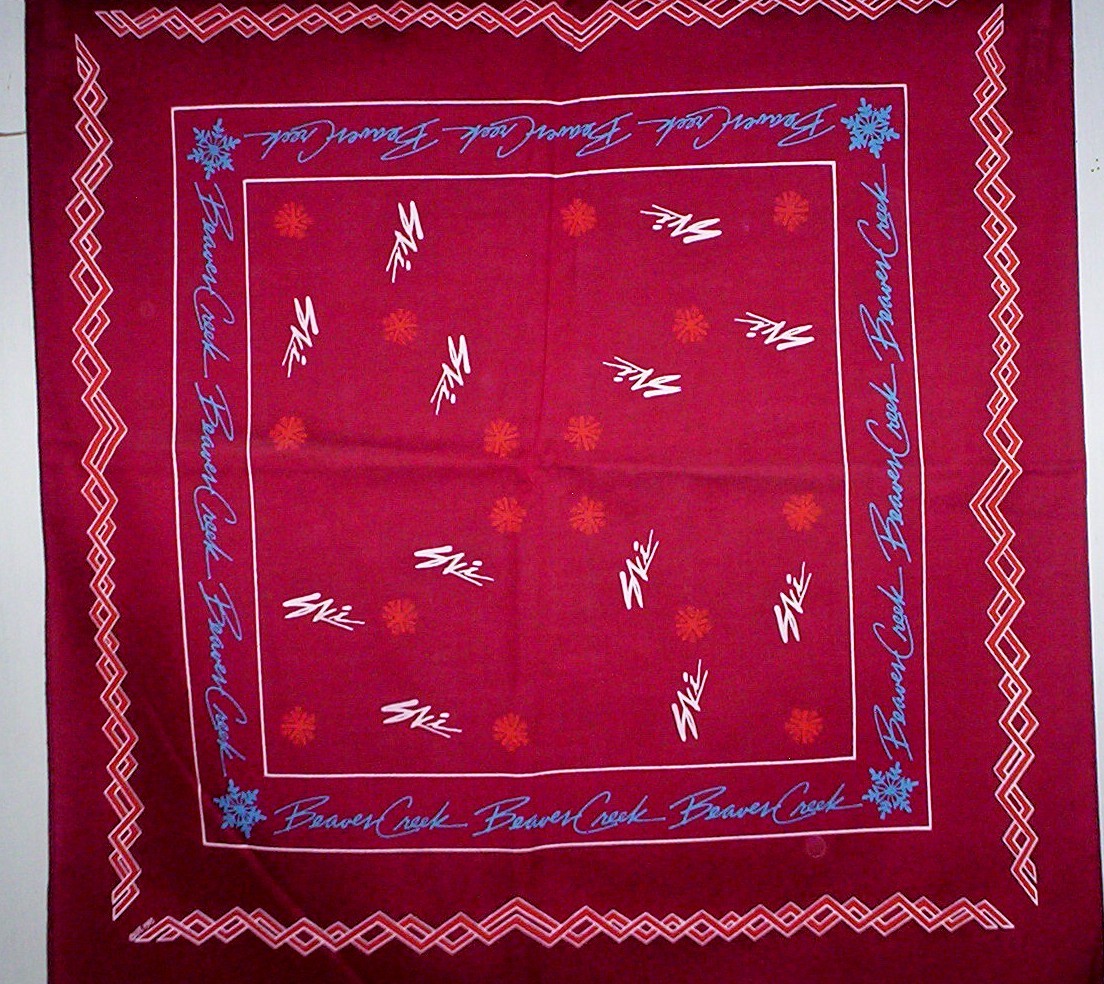 Set of 5 Ski Area Bandanas - Aspen, Vail, Snowmass, Jackson Hole, Crested Butte