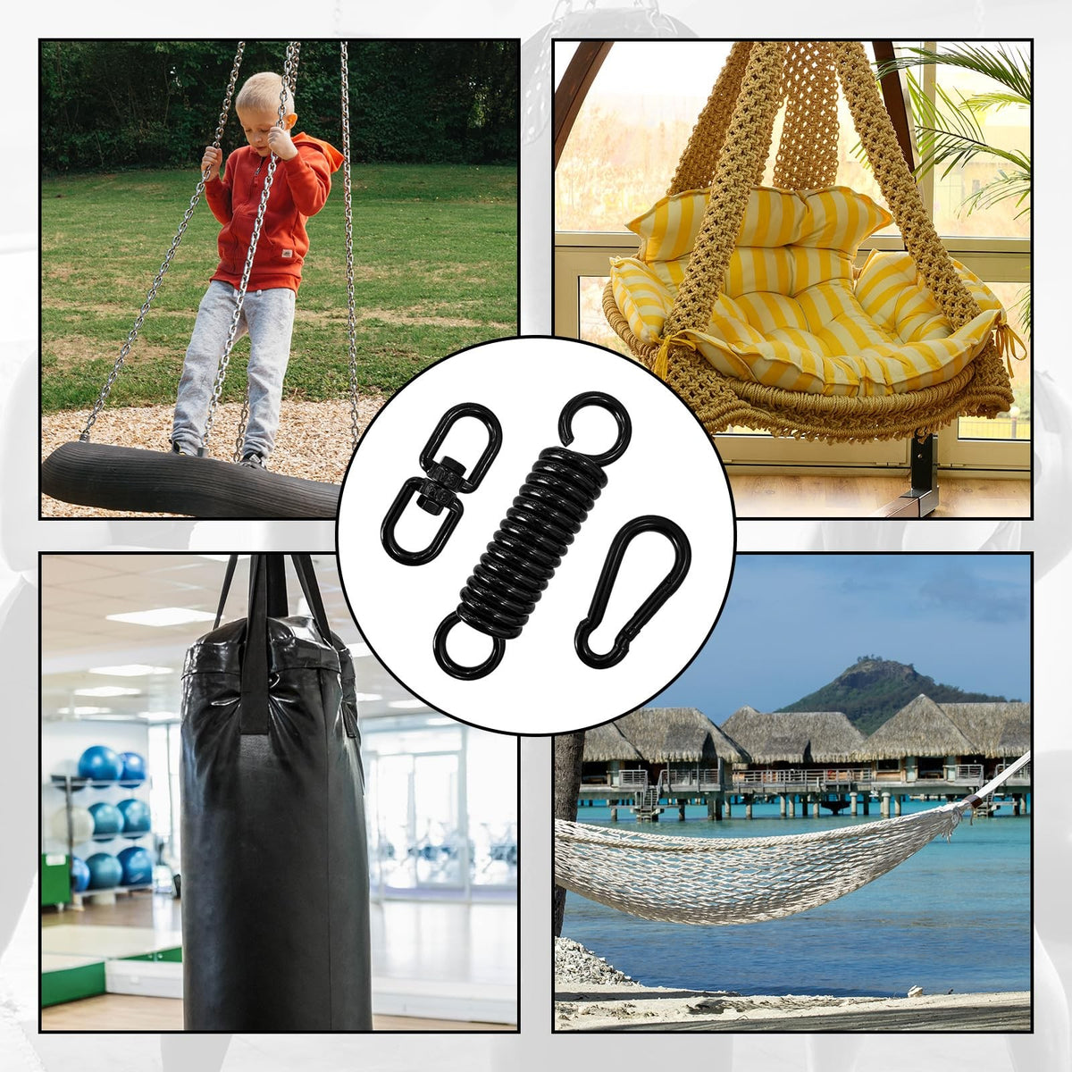 Heavy Duty Punching Bag Hanging Kit with Swivel & Carabiners - Boxing Equipment