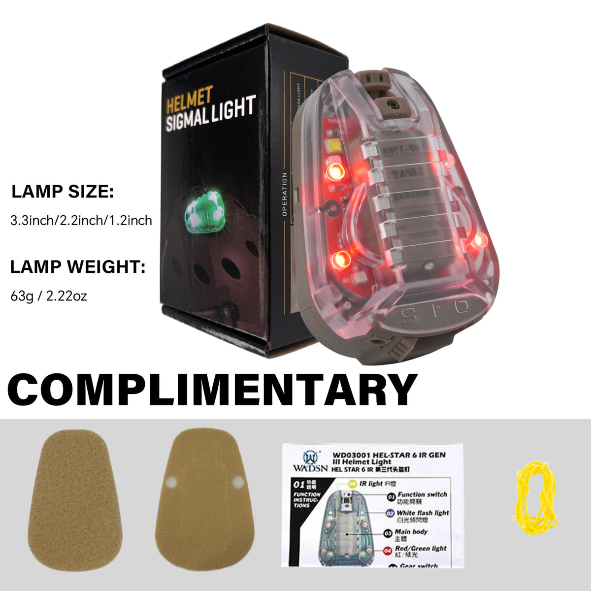 Tactical Helmet Signal Light with IR and Flashing Modes for Military Outdoor Use