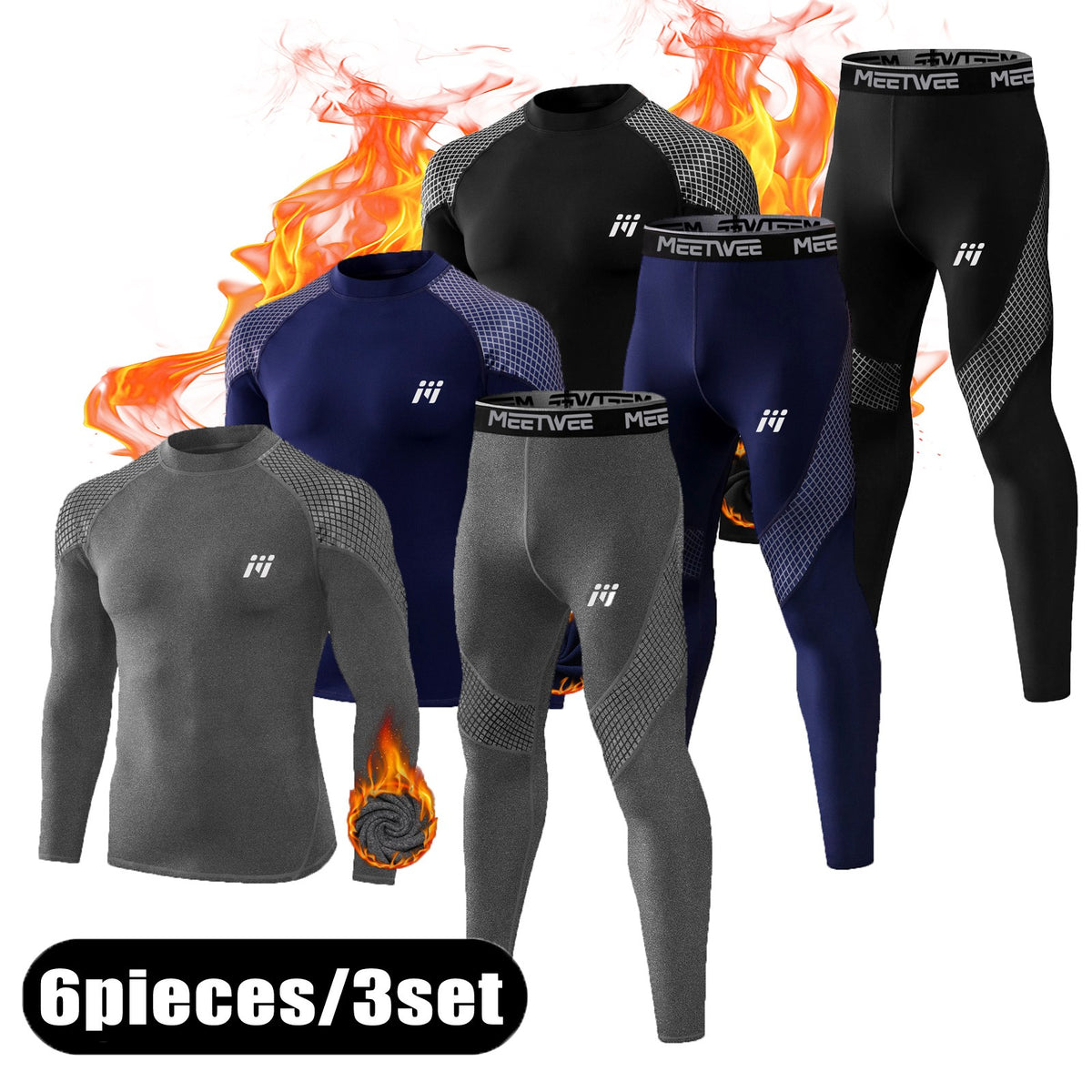Men's Thermal Underwear Set Fleece Long Johns Base Layer Winter Warmth