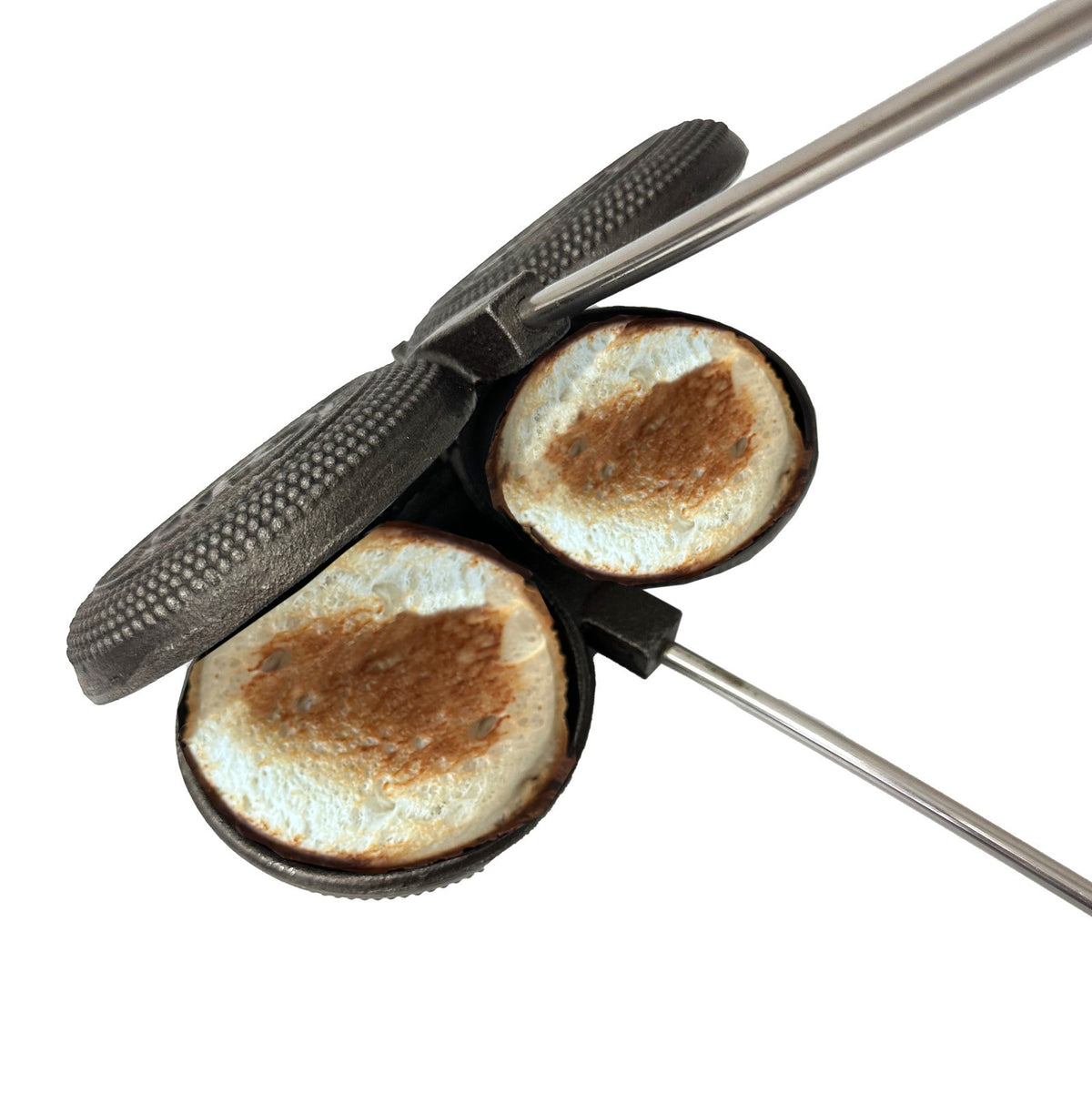 Cast Iron Double Round Pie Iron for Campfire Sandwiches and Pies