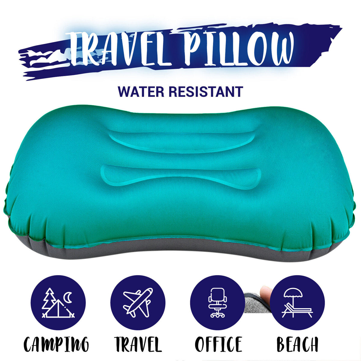 Inflatable Travel Pillow Neck Support Cushion Compact Portable Head Rest