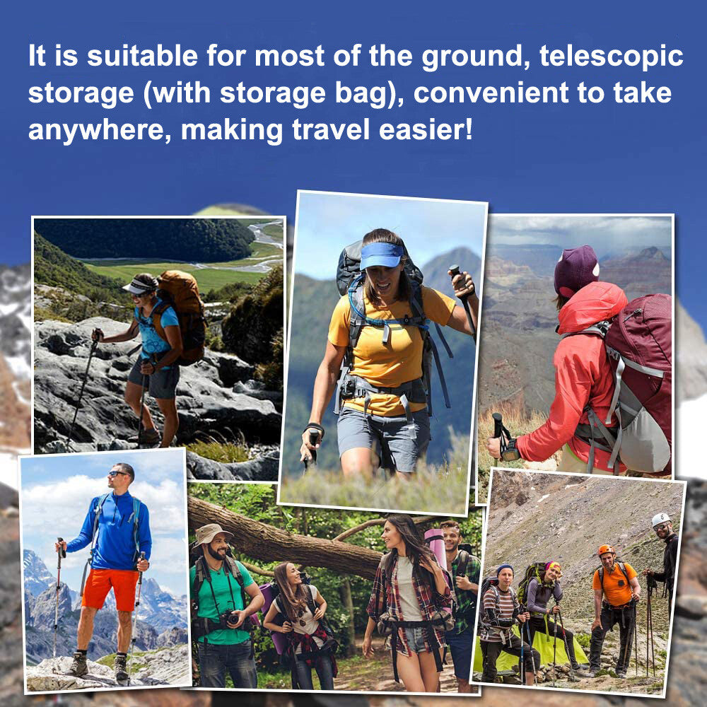 Lightweight Telescoping Hiking Poles with Adjustable Locking System - Collapsible Trekking Sticks