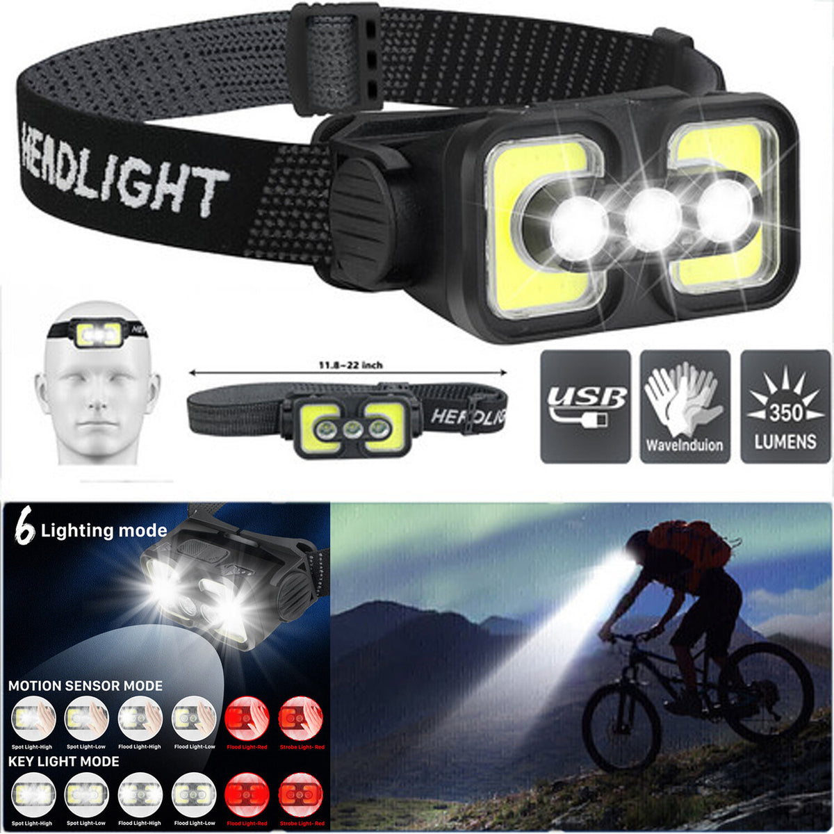 Rechargeable LED Headlamp with USB for Outdoor Work Camping Hunting