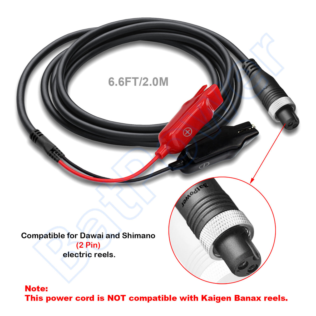 Electric Reel Power Cable for Daiwa Seaborg & Shimano Fishing Reels - 6.6FT & 18FT Variants