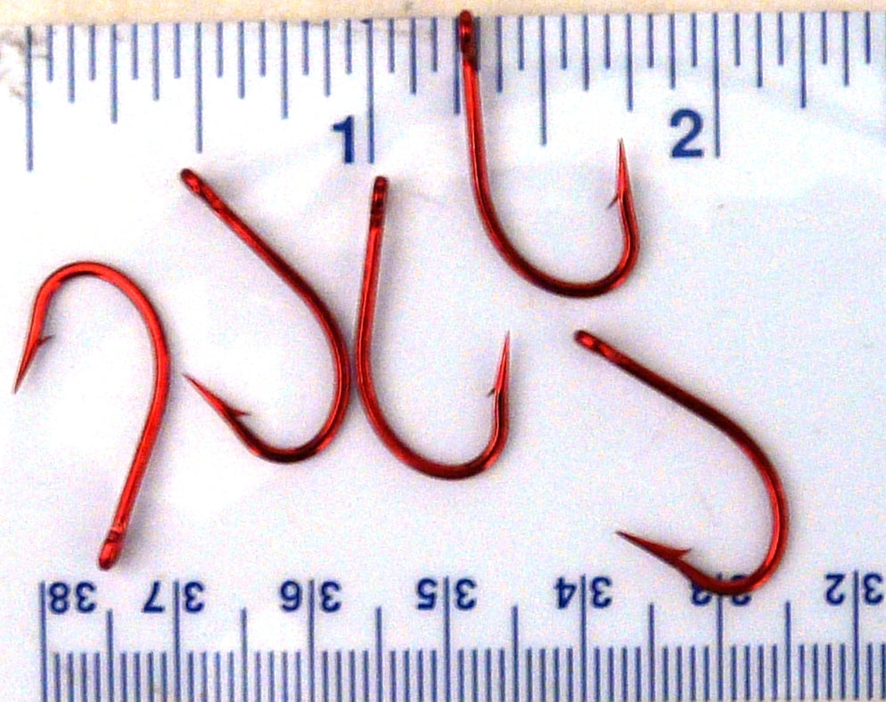 100 Size 2 Red Live Bait Fishing Hooks - Sharp, Strong, Chemically Sharpened