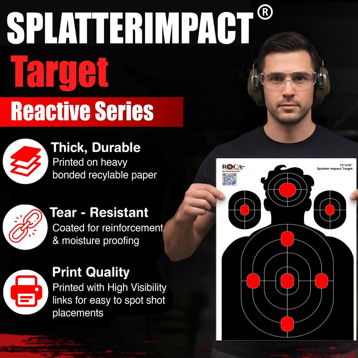 Reactively Impact Target Set - 12x18 Inch Silhouette Shooting Targets, 20 Pack