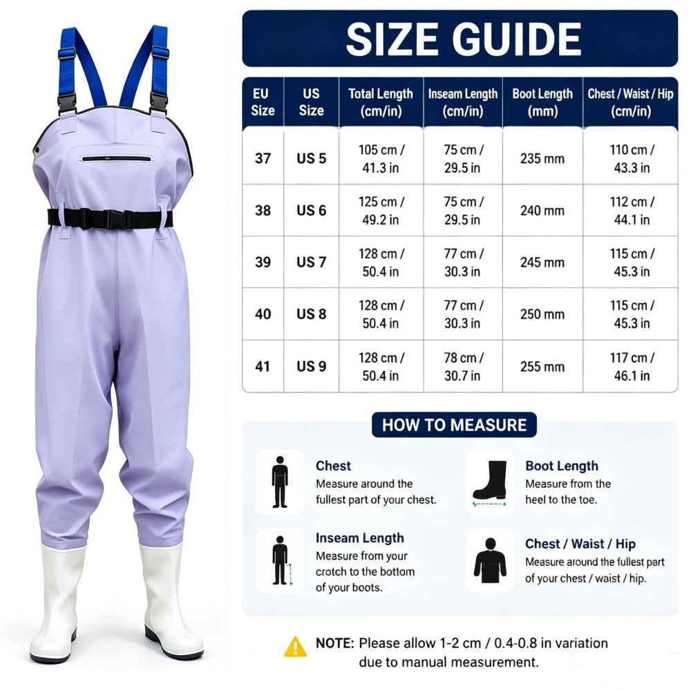 Women's Waterproof PVC Chest Waders for Fishing and Hunting