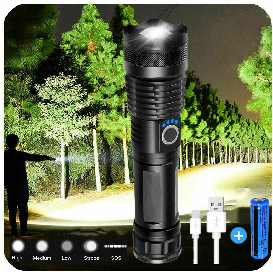Super Bright Rechargeable LED Tactical Flashlight 9900000LM Waterproof Outdoor Torch