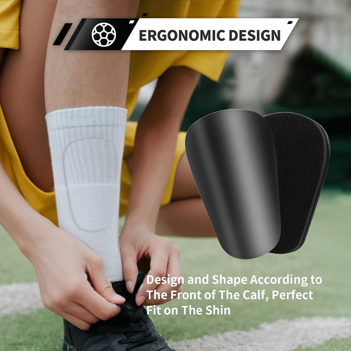 Lightweight Soccer Shin Guards for Kids, Youth & Adults - Black EVA PP