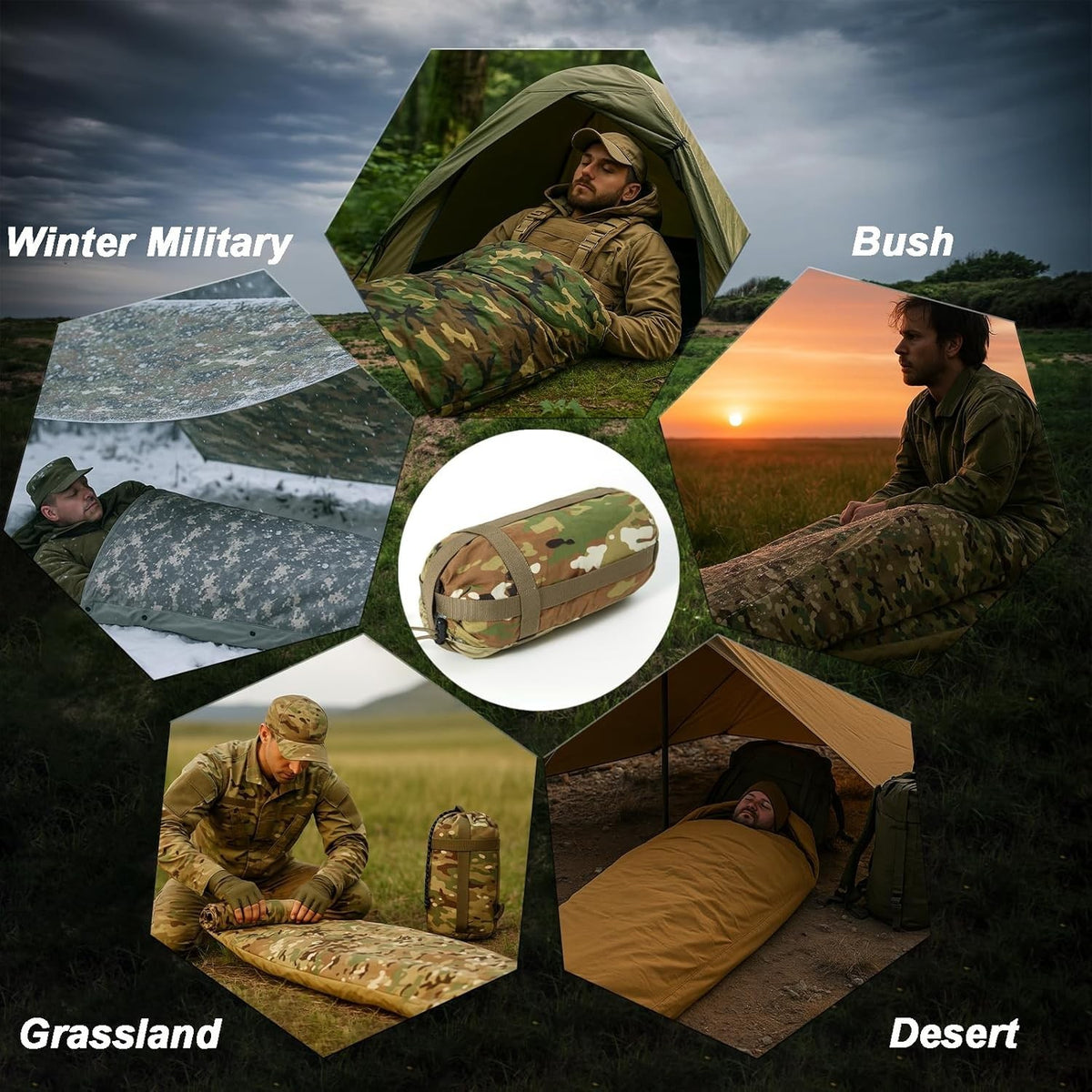 Waterproof Tactical Bivy Cover for Sleeping Bags - OCP Camouflage, Lightweight & Durable