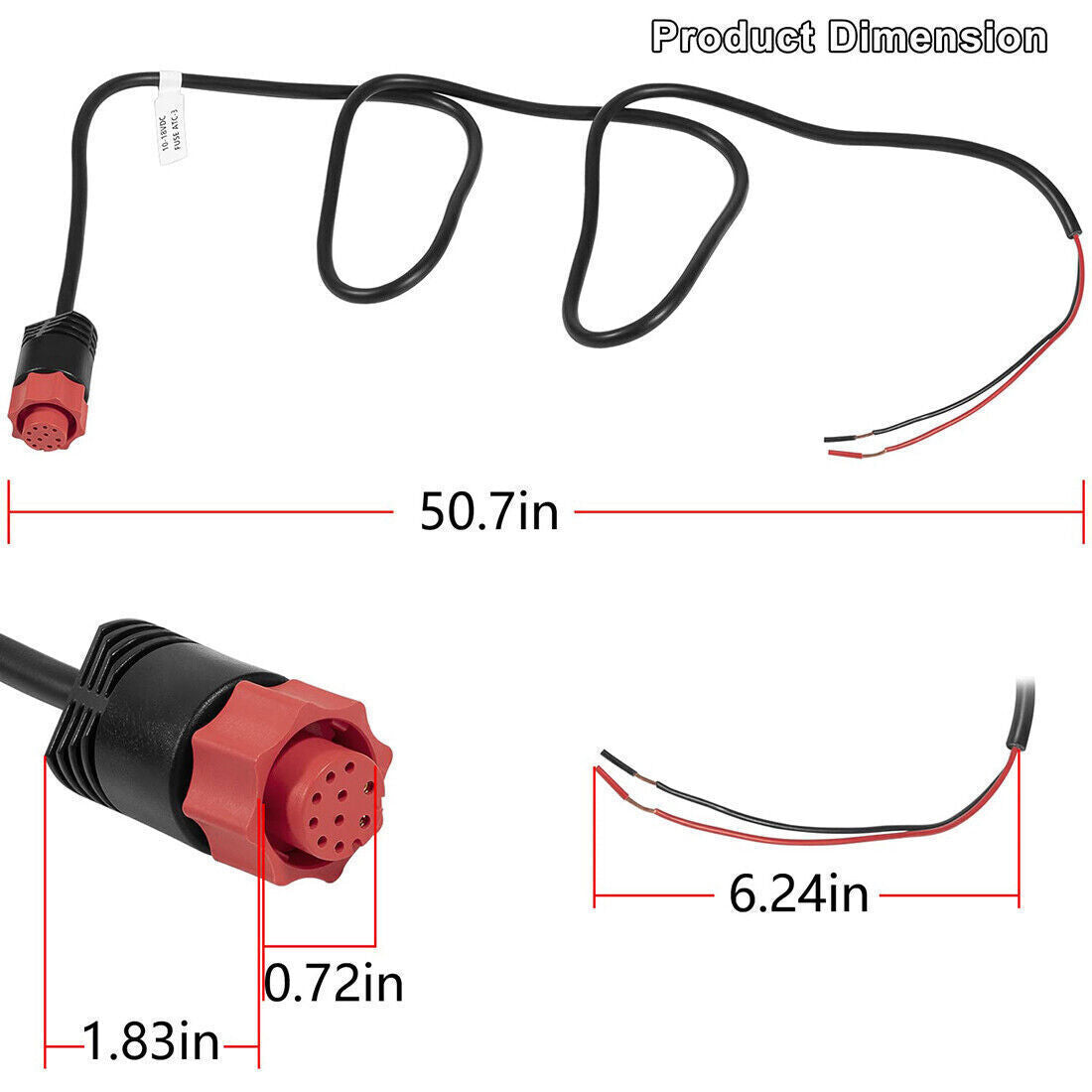 2-Wire Power Cable for Lowrance HDS Elite Ti Hook Mark GPS Fishfinder