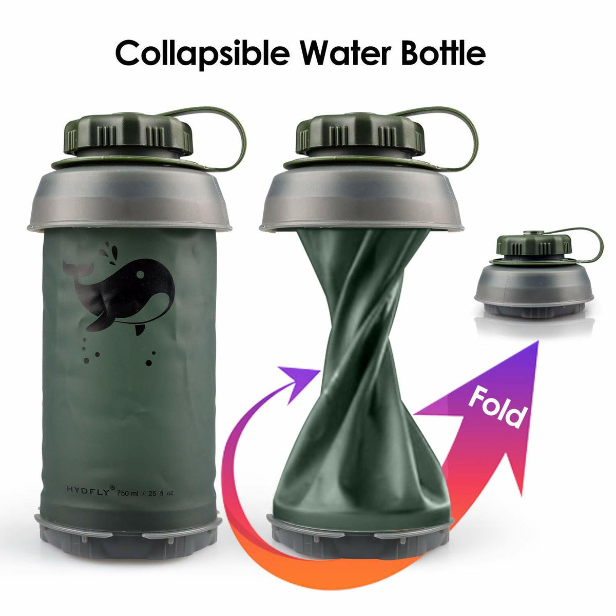 Collapsible Water Filter Bottle with Straw - 750ml Reusable Travel Hydration