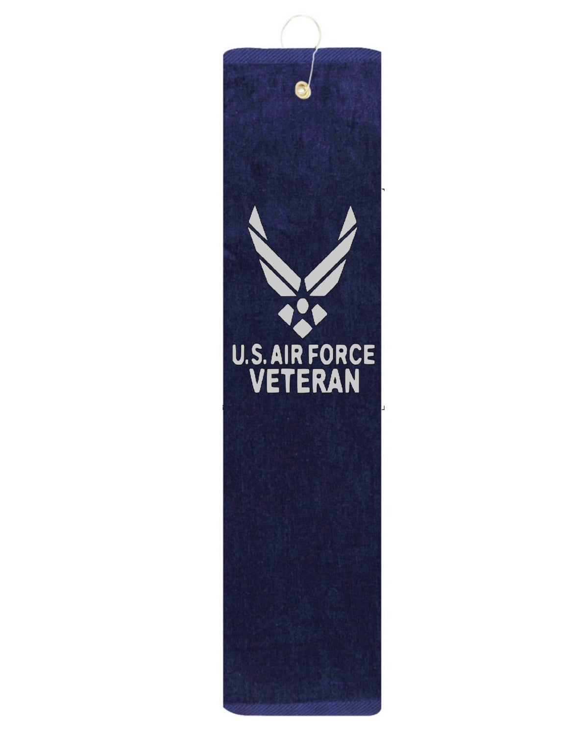Golf Towel 16x26 Inches - Tri-Fold Cotton with Brass Hook, Gray Vinyl Design