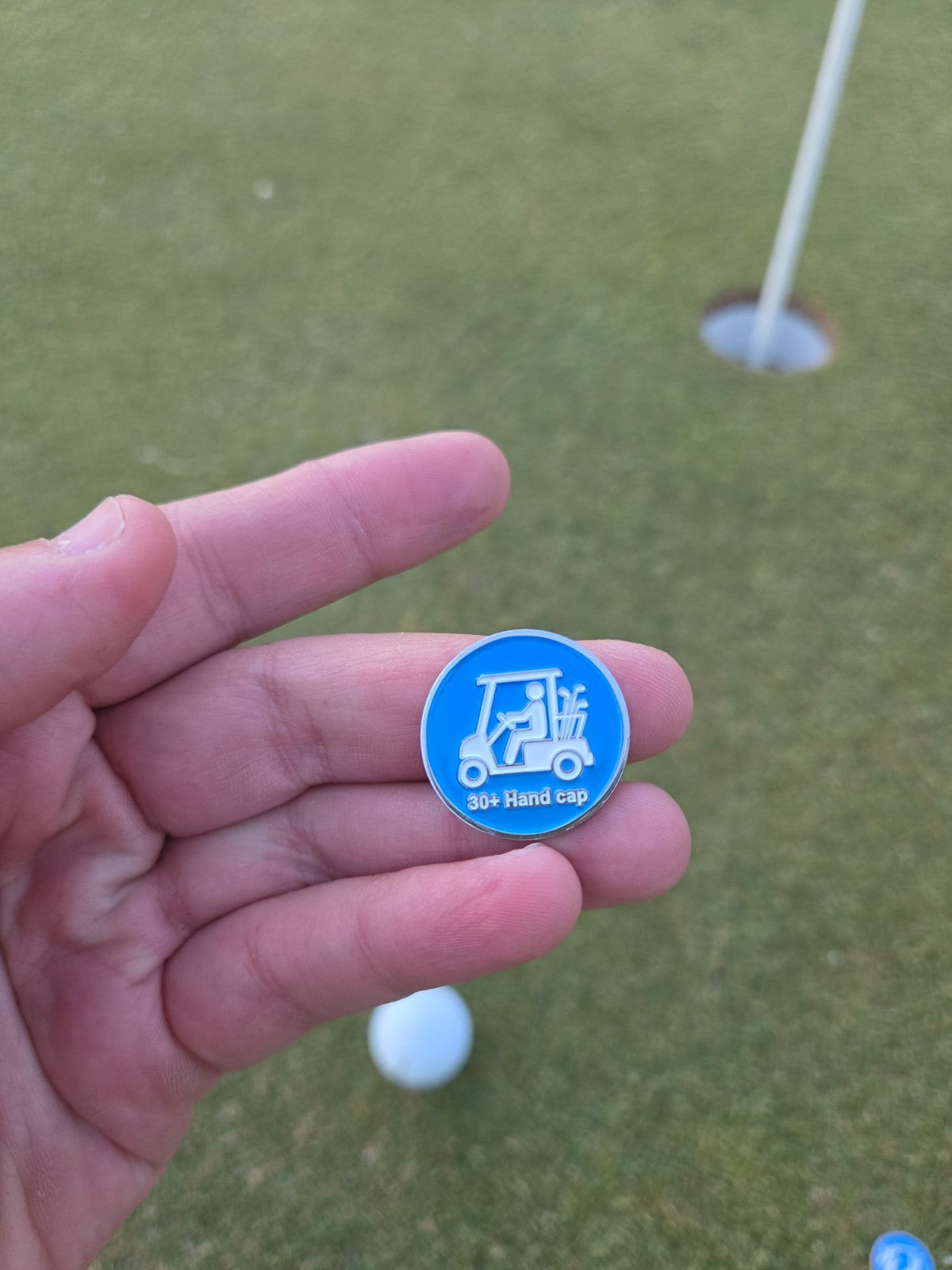 Golf Ball Marker with Handicap Parody Design - Funny Golf Cart Edition