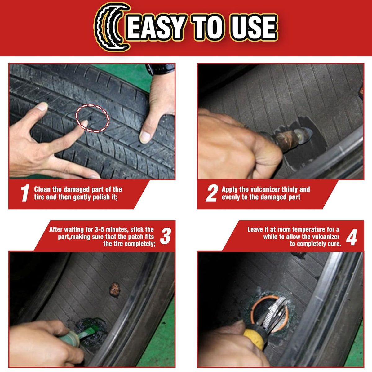Rubber Tire Repair Cement - Clear Vulcanizing Glue for Puncture Fixes, 8.5oz