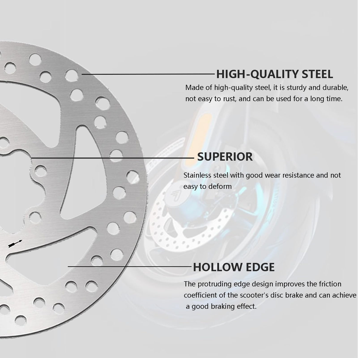 140mm Stainless Steel Electric Scooter Brake Rotor - Universal Fit