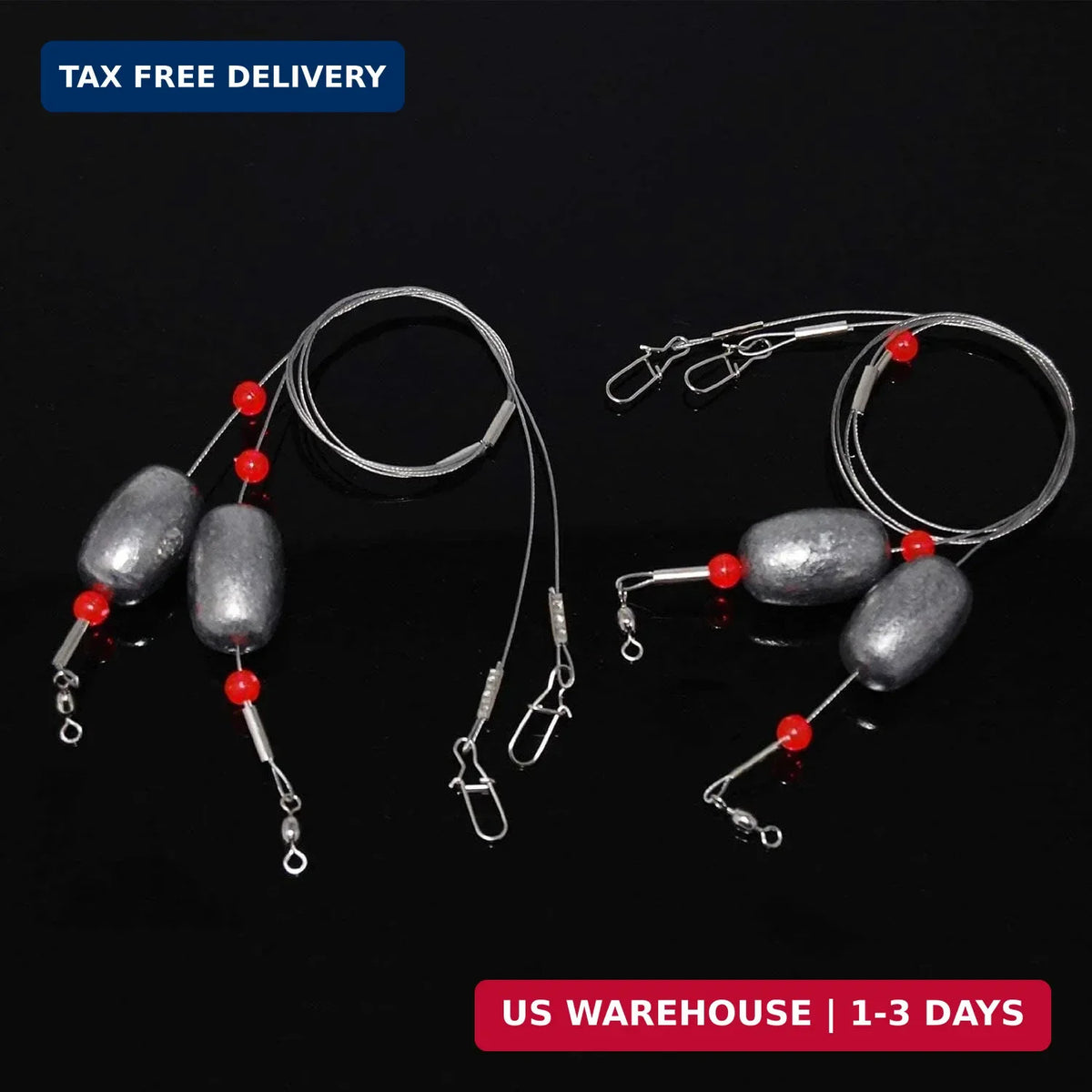 Saltwater Bottom Fishing Rig with Wire Leaders and Egg Sinkers for Flounder and Catfish