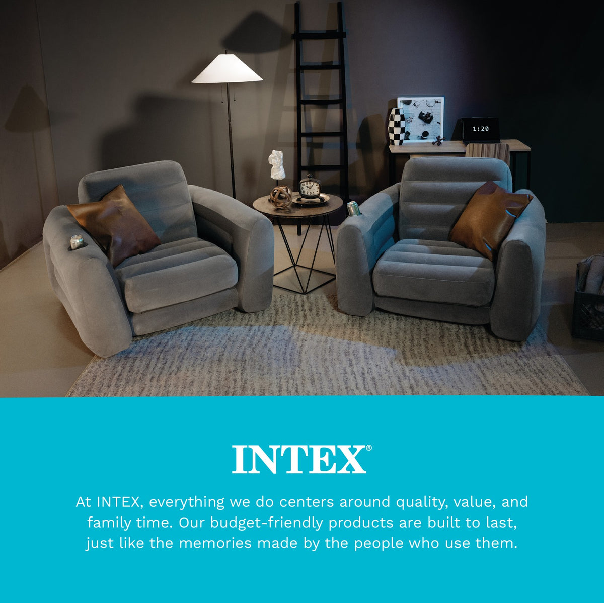 Intex Inflatable Pull-Out Sofa Chair and Twin Air Mattress 2 Pack