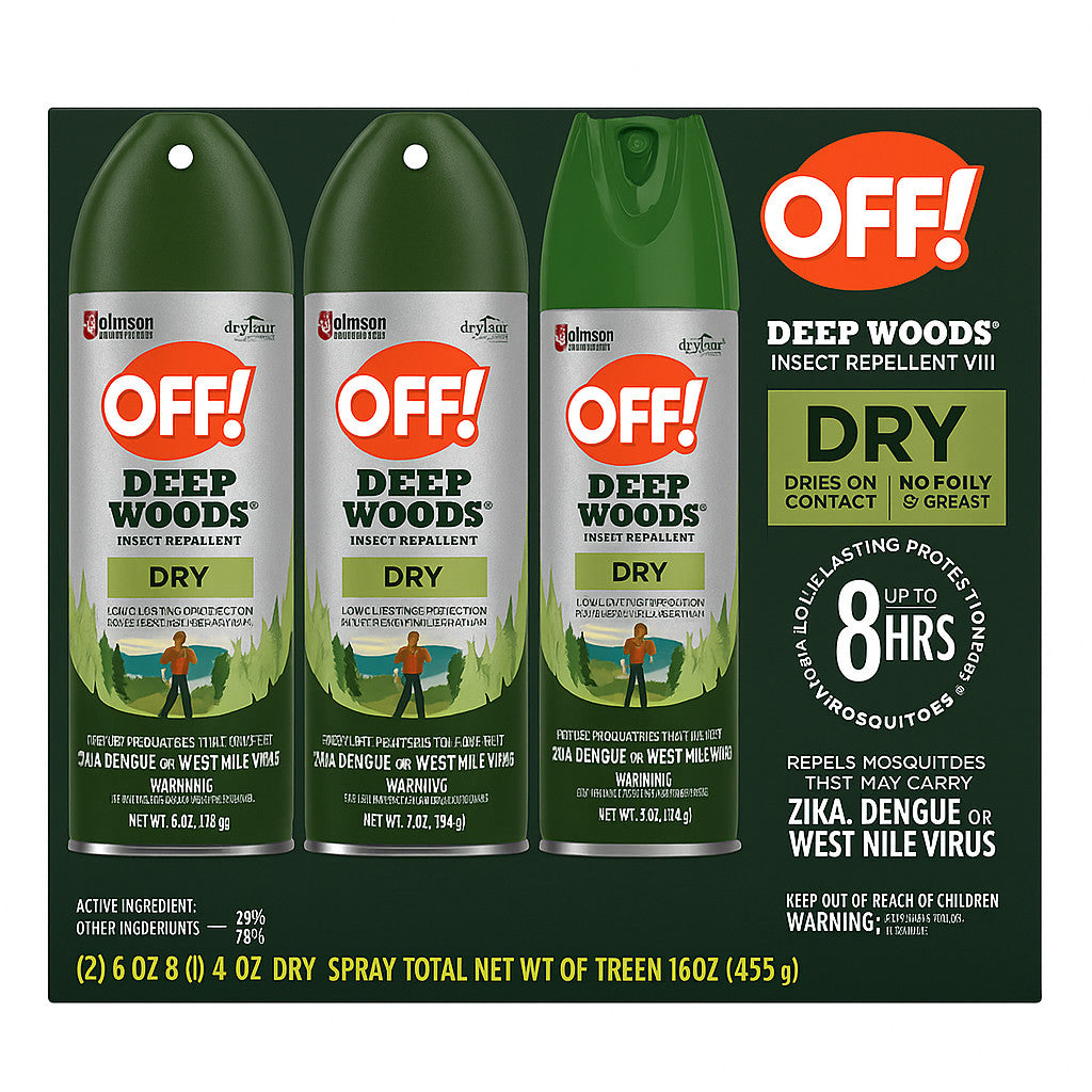 Insect Repellent Set - 3 Pack, Long-Lasting 8-Hour Protection, DEET 25%