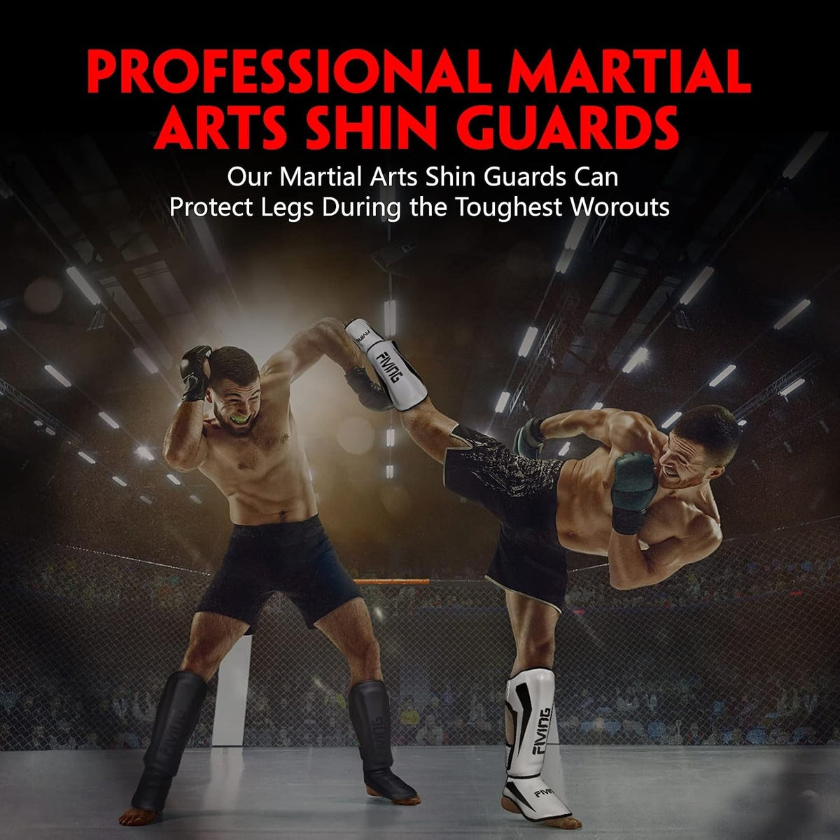 Elite MMA Shin Guards with Foam Padding and Hook-and-Loop Closure