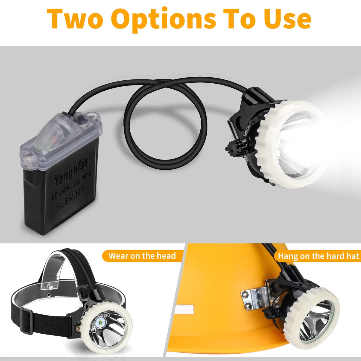 Rechargeable LED Mining Headlamp with 1+2 Super Bright White & Red Lights