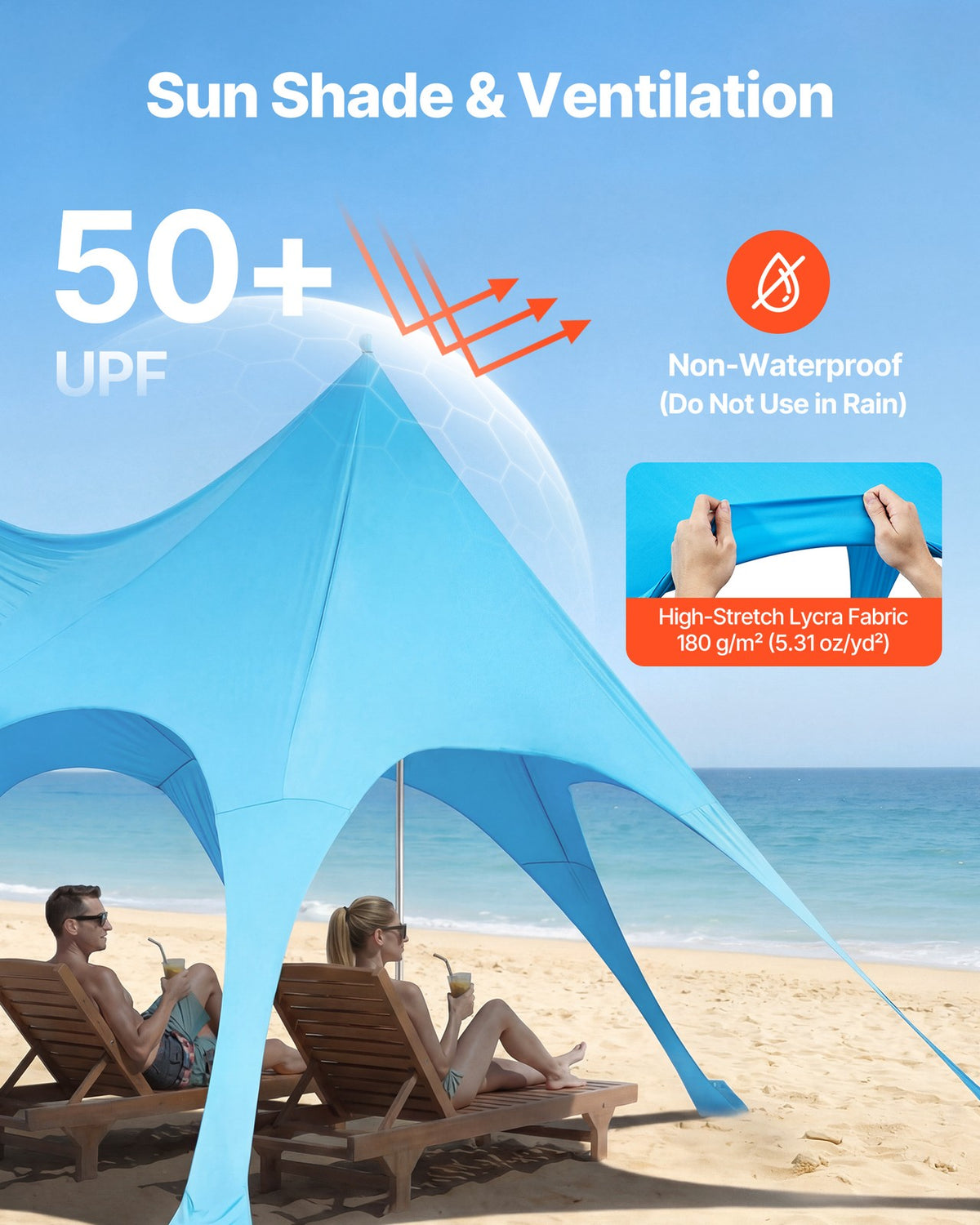 20 x 13 ft Portable Beach Tent Sun Shelter with UPF50+ Shade Canopy & Sandbags