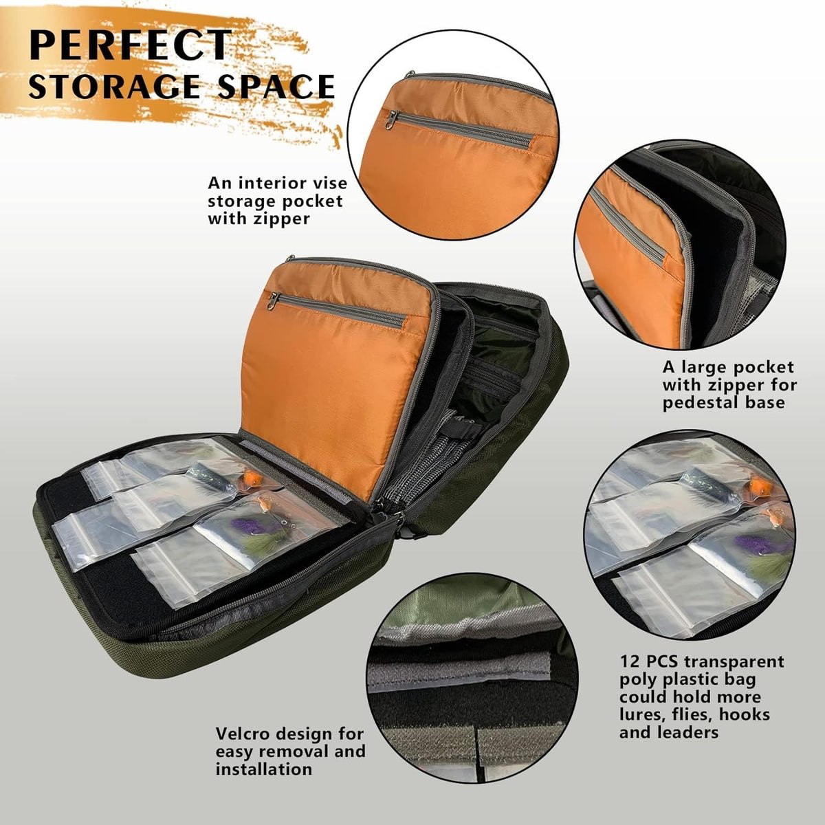 Fly Tying Storage Bag Large Capacity Multi-Pocket Fly Fishing Organizer