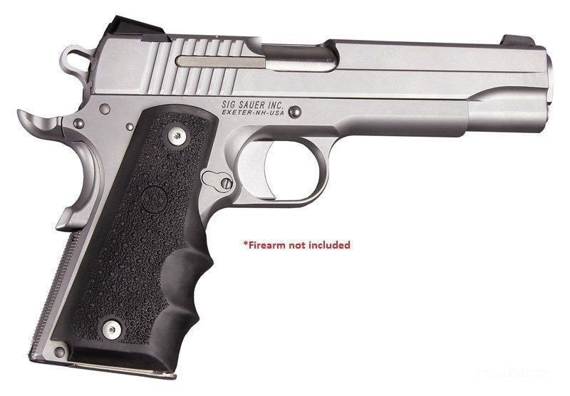 1911 Full Size Rubber Grip with Finger Grooves for Pistol - Black