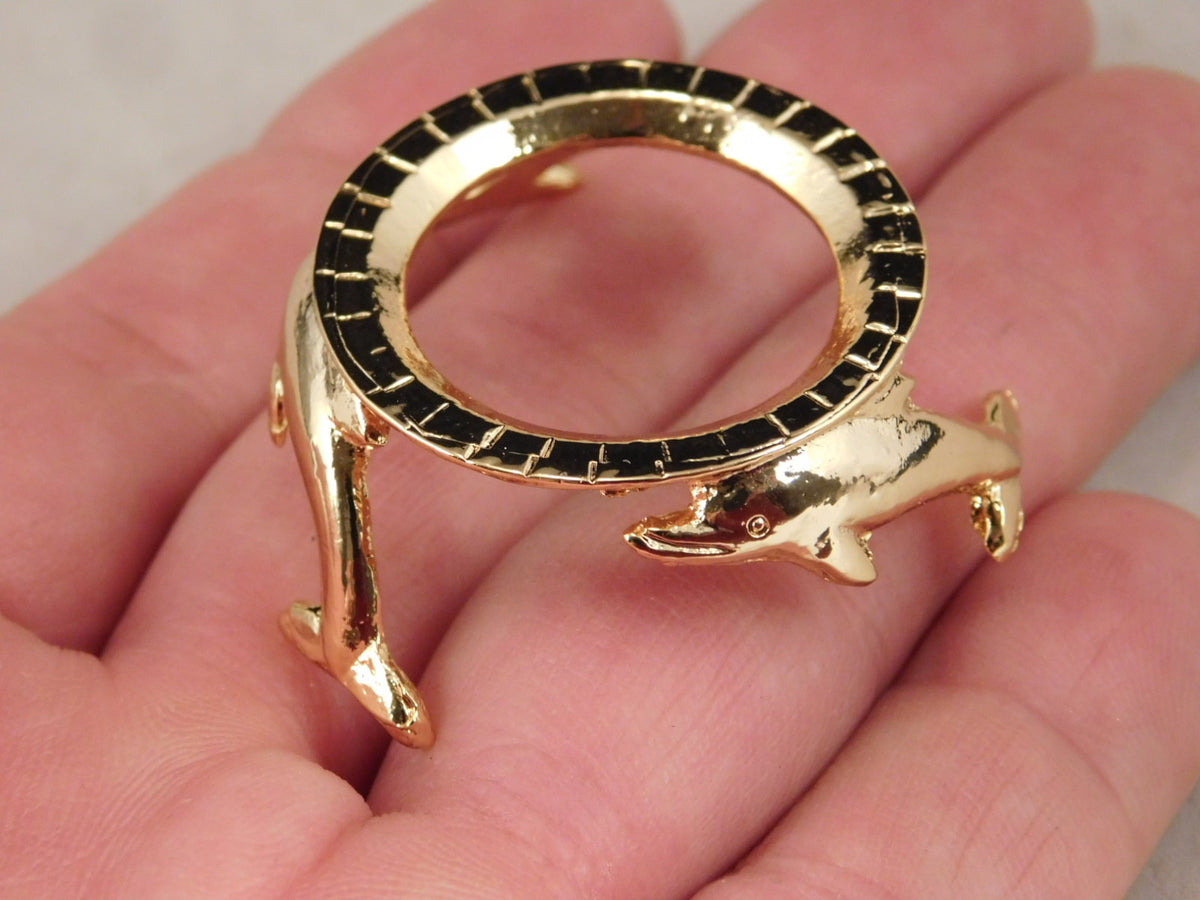 Small Gold Dolphin Sphere Display Stand for Collectibles and Decorations