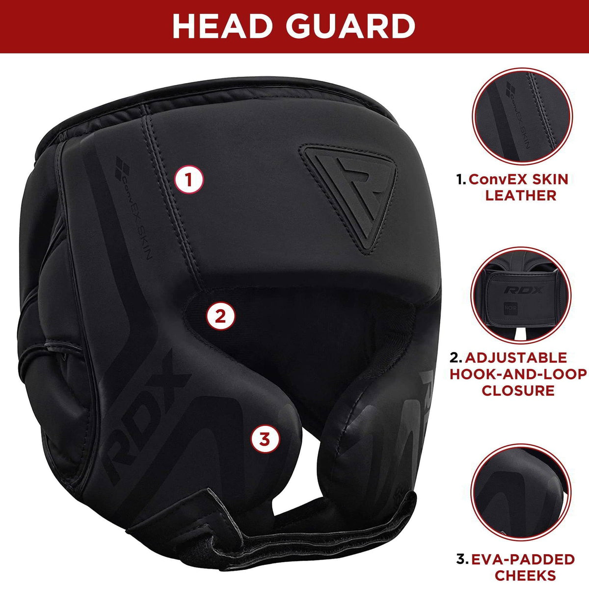 RDX T15 Noir Headgear with Cheek Protector for Boxing Muay Thai & MMA