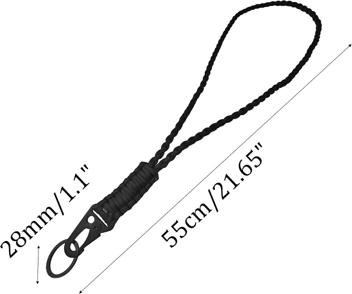 Braided Paracord Neck Lanyard Keychain with Clip for Outdoor Survival