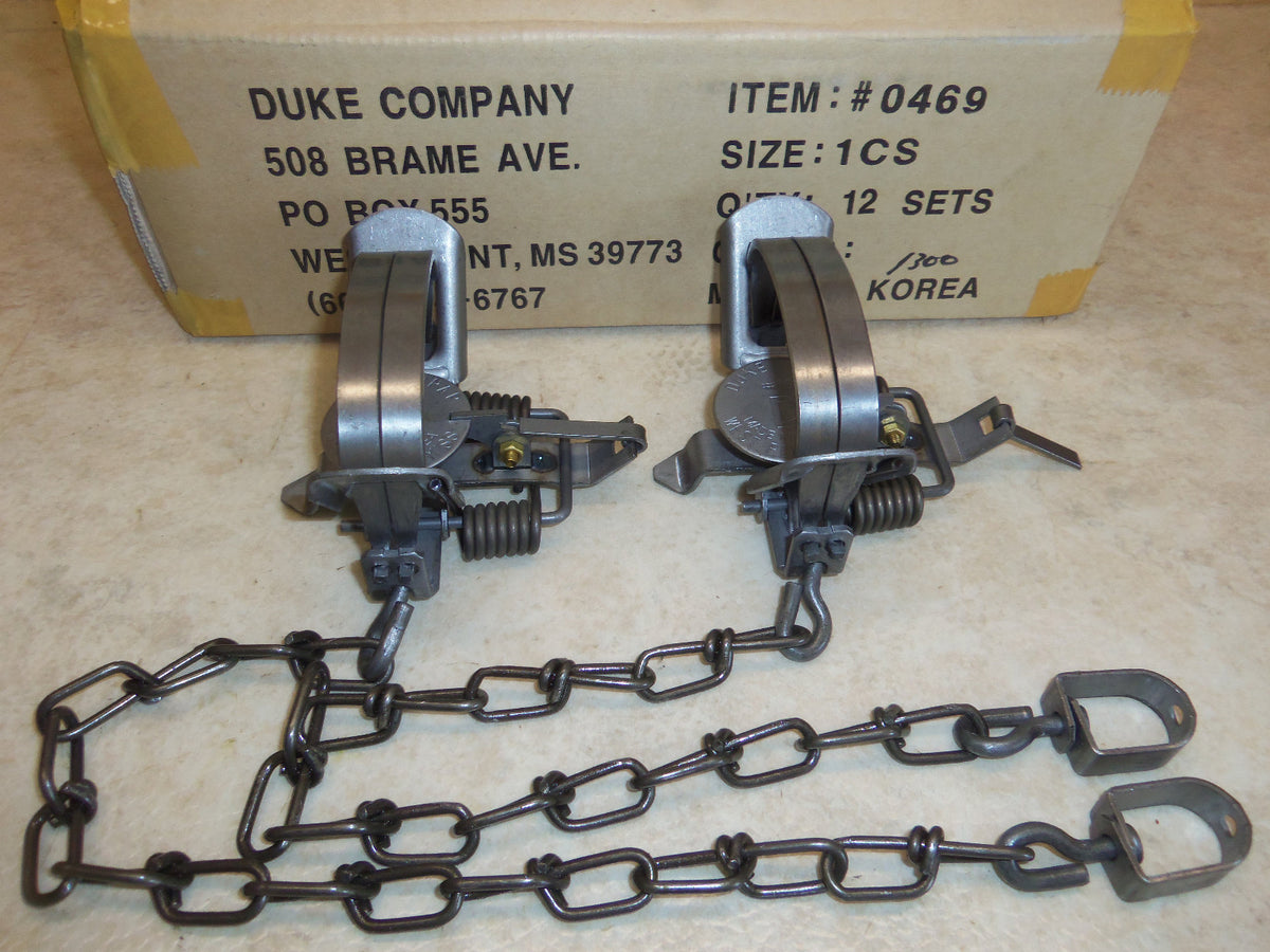2 Duke #1 Coil Spring Traps for Raccoon Fox Mink Nuisance Trapping 4"