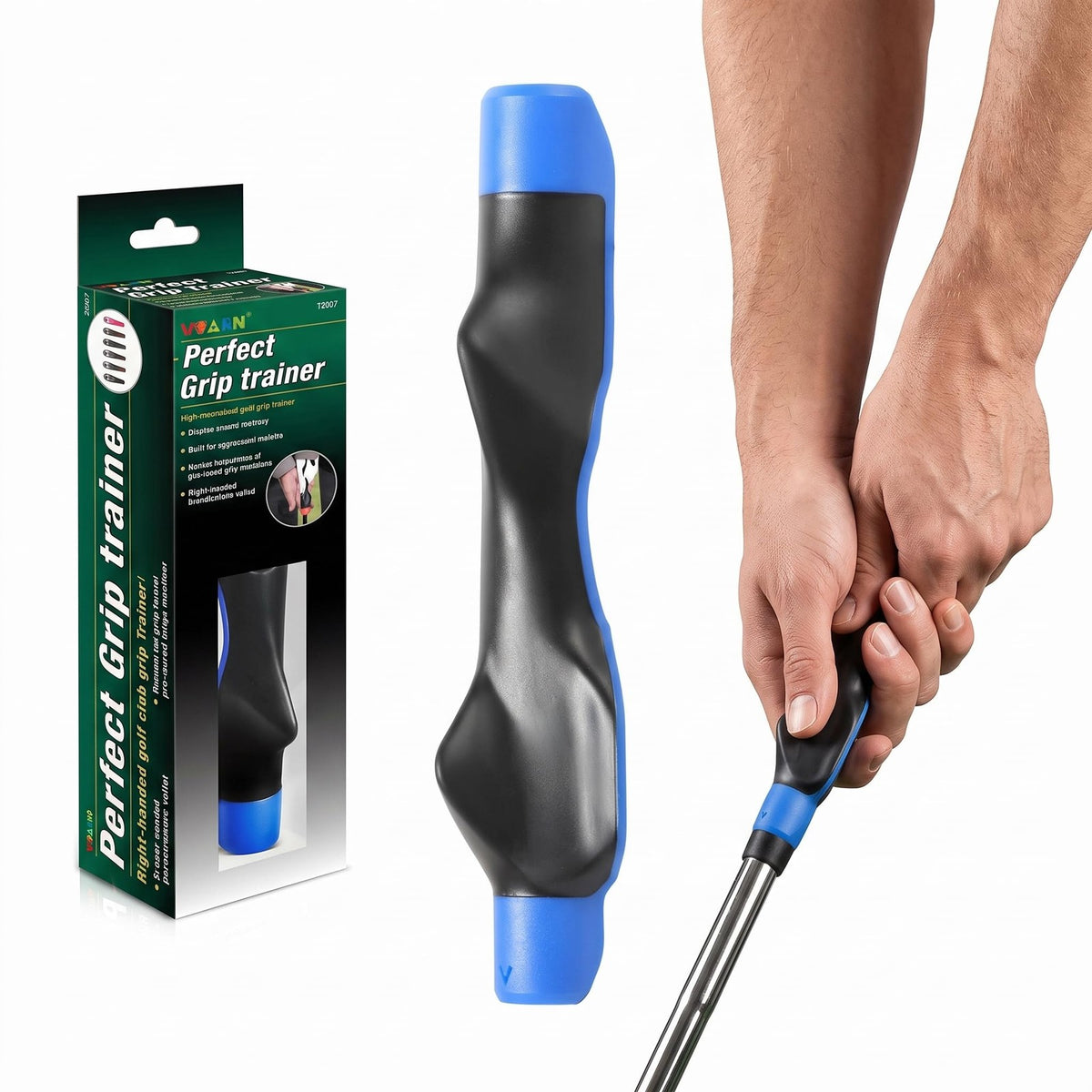 Golf Grip Trainer Swing Aid with Arm Strap for Right Handed Players - Blue