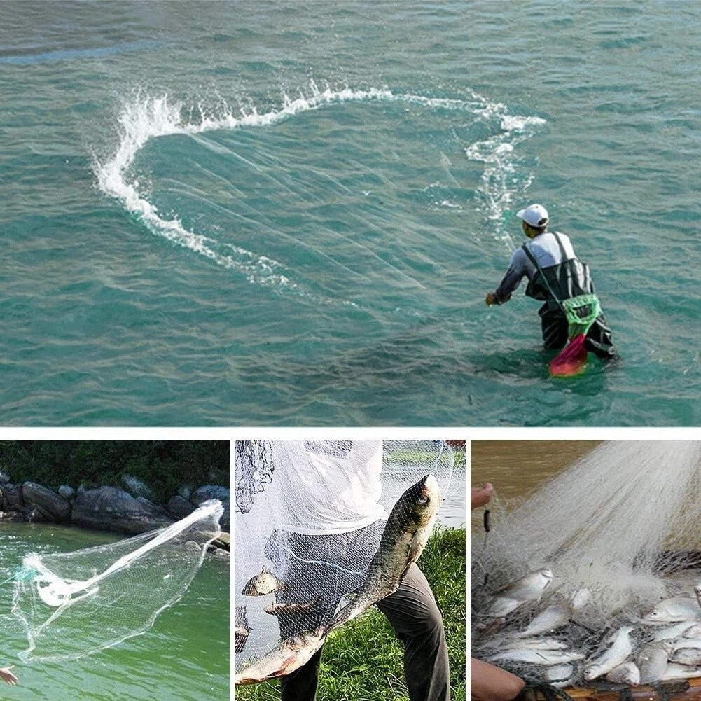 6/8/10FT Heavy Duty Fishing Cast Net for Bait & Shrimp - Easy Throw Nylon Mesh