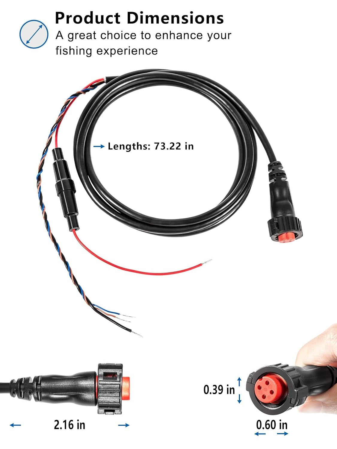 Power/Data Cable for Garmin GPSMAP EchoMAP Plus UHD Panoptix 4-Pin Replacement
