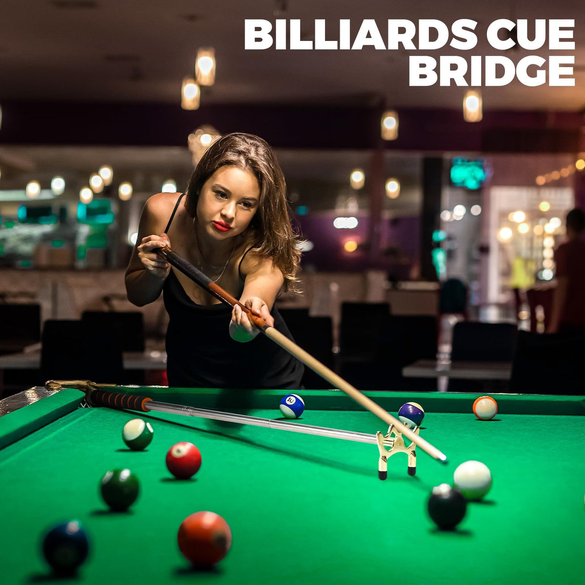 Extendable Pool Cue Bridge Stick with Brass Head