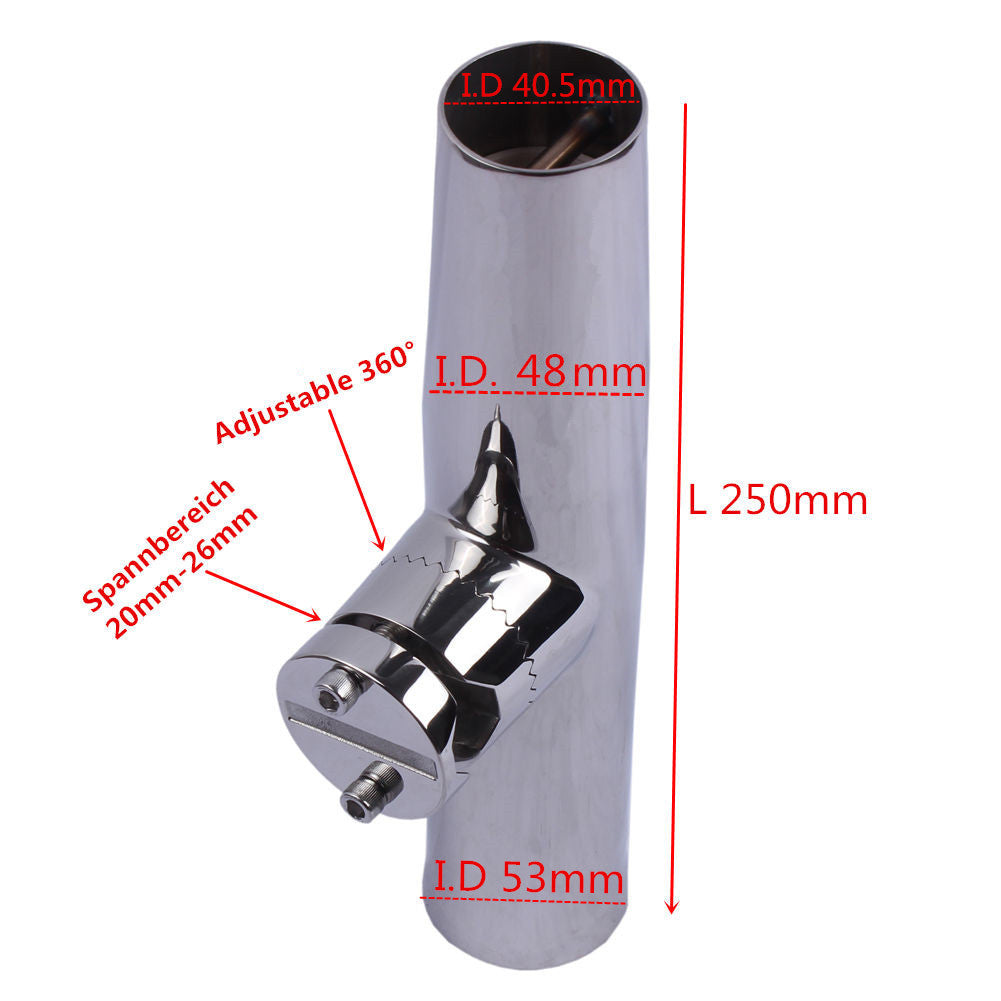 Marine Stainless Steel Boat & Yacht Clamp Fishing Rod Holder 7/8-1 Inch Rail Mount