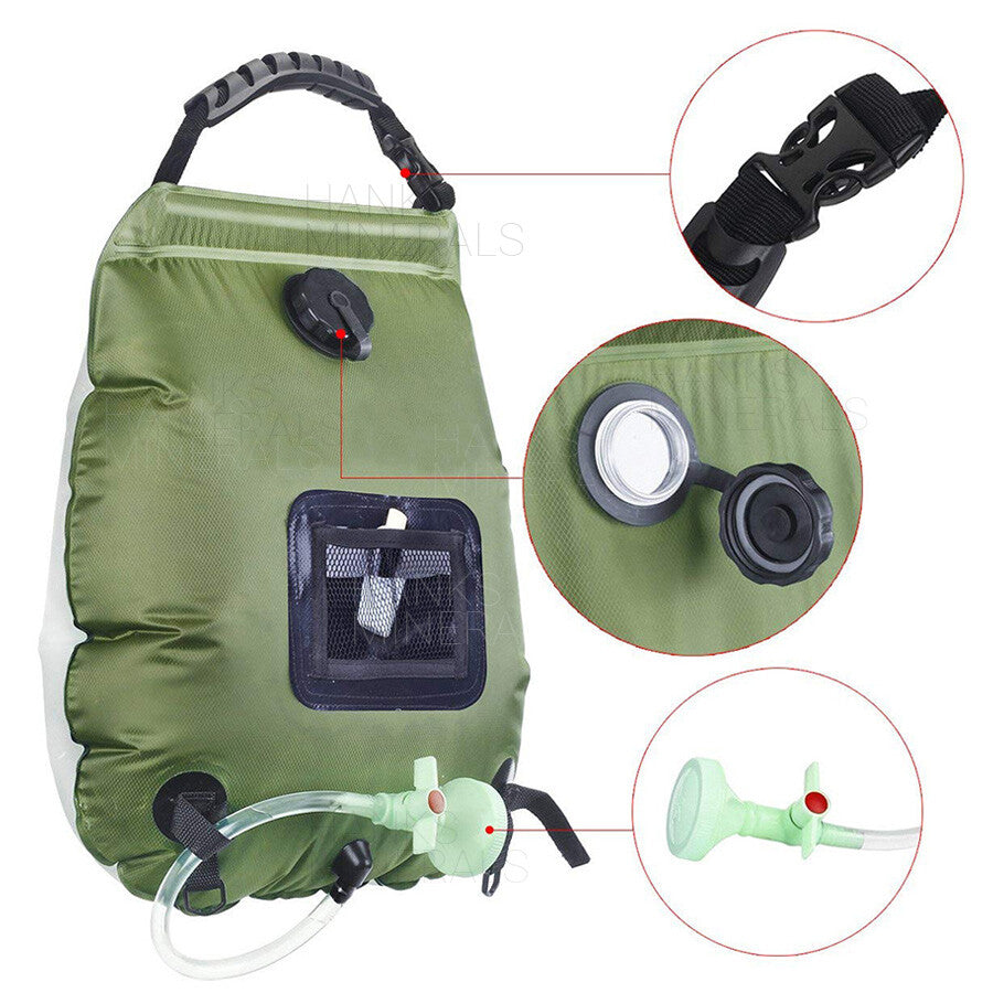 20L Portable Solar Shower Bag for Camping Outdoor Water Heating